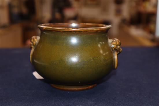 A Chinese teadust glazed censer, probably Republic period